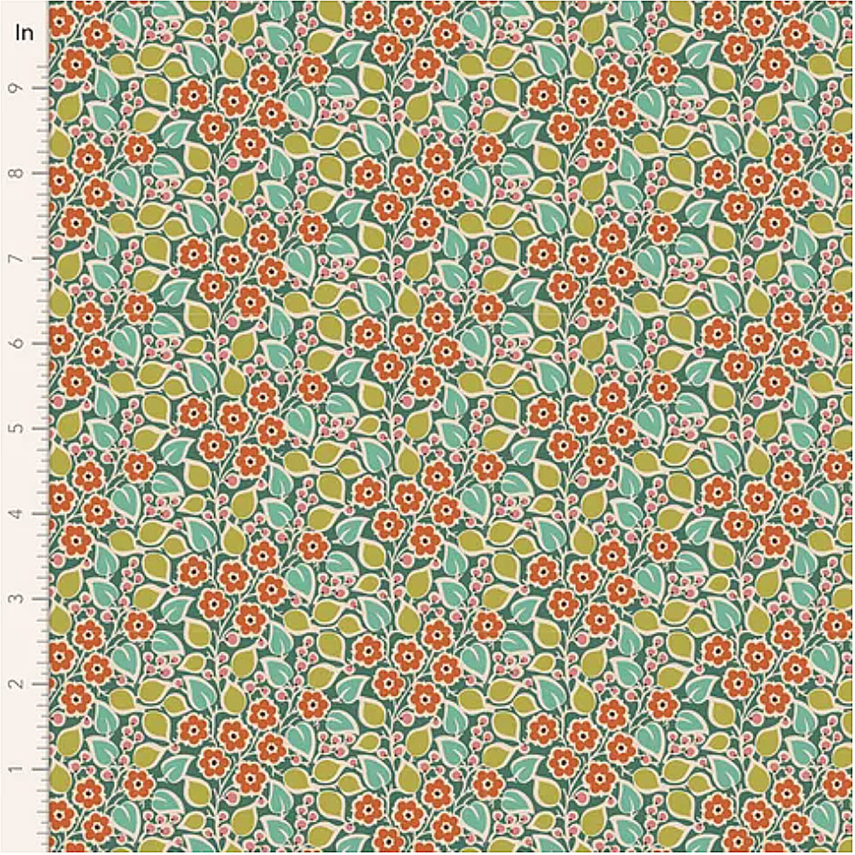 Tilda PIE IN THE SKY  - #100499 Topsy Turvy Floral - Pine Green