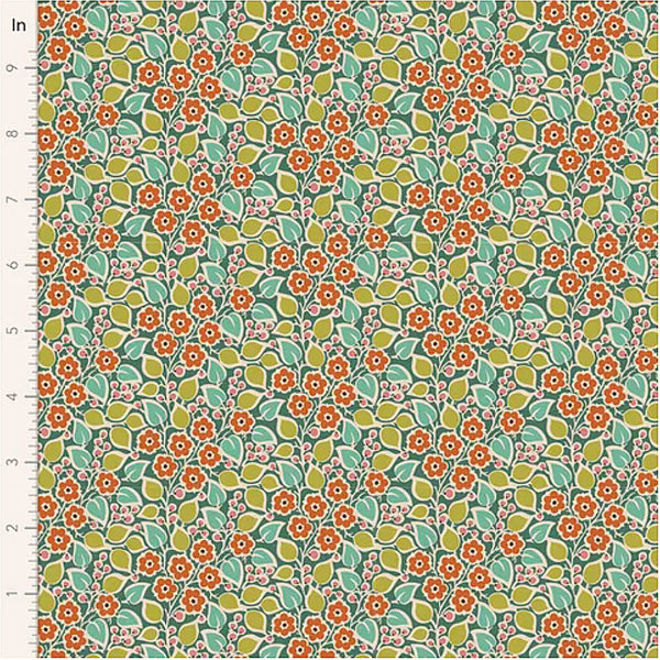 Tilda PIE IN THE SKY  - #100499 Topsy Turvy Floral - Pine Green