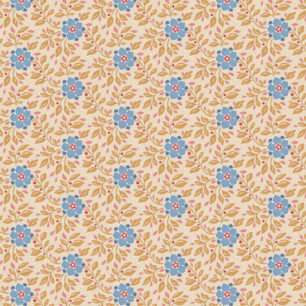 Tilda WINDY DAYS -  FAT QUARTER BUNDLE - 5 FQ's - CAMEL/CORAL