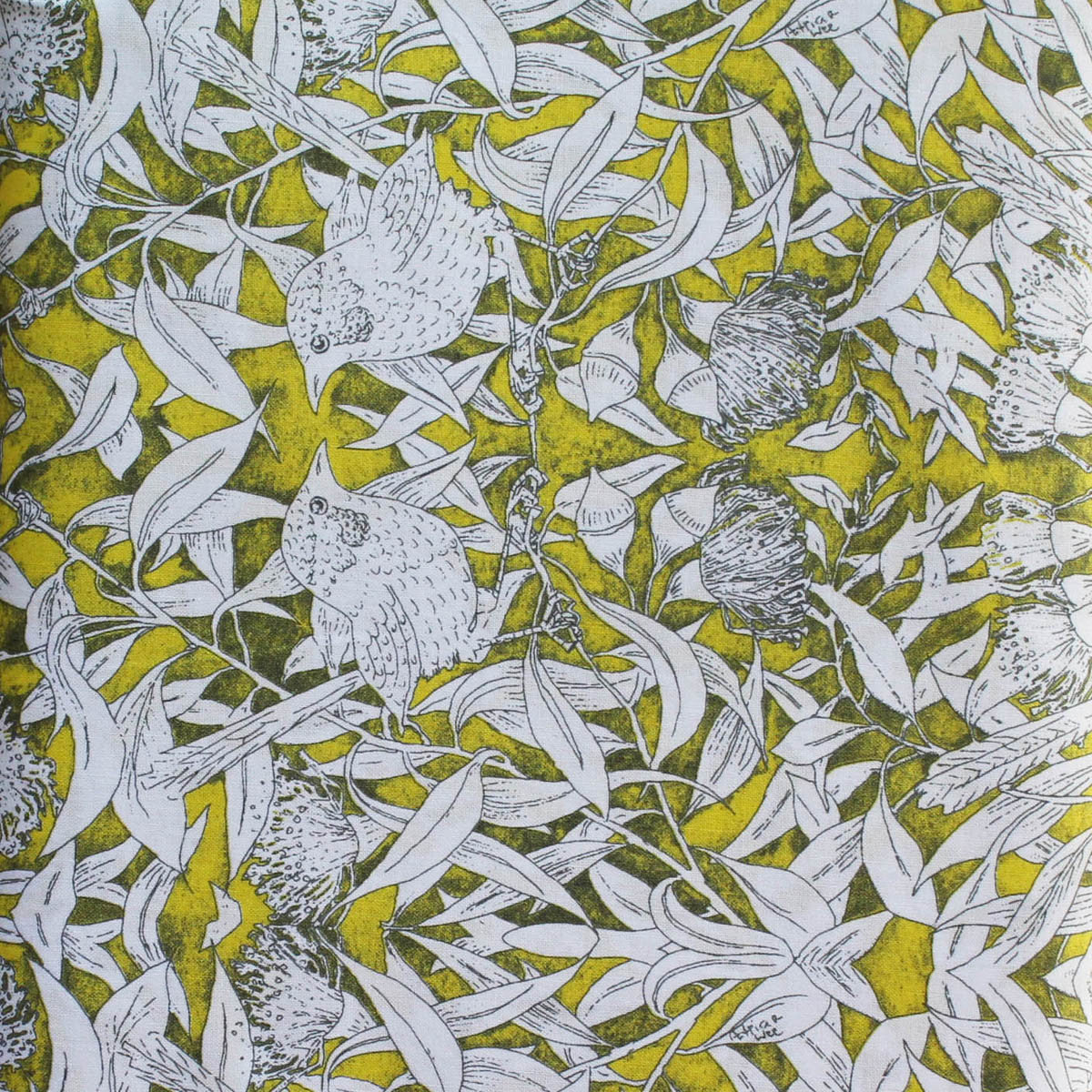 WRENS  & EUCALYPTUS YELLOW by Australian Artist PATRICIA WEEKS