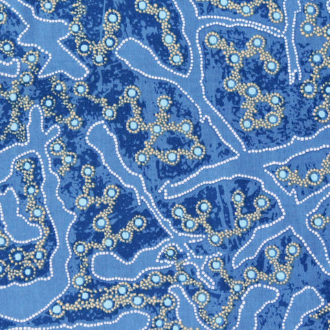 YELLOW BUSH PLUM BLUE by Aboriginal Artist J. NUNGARRAYI