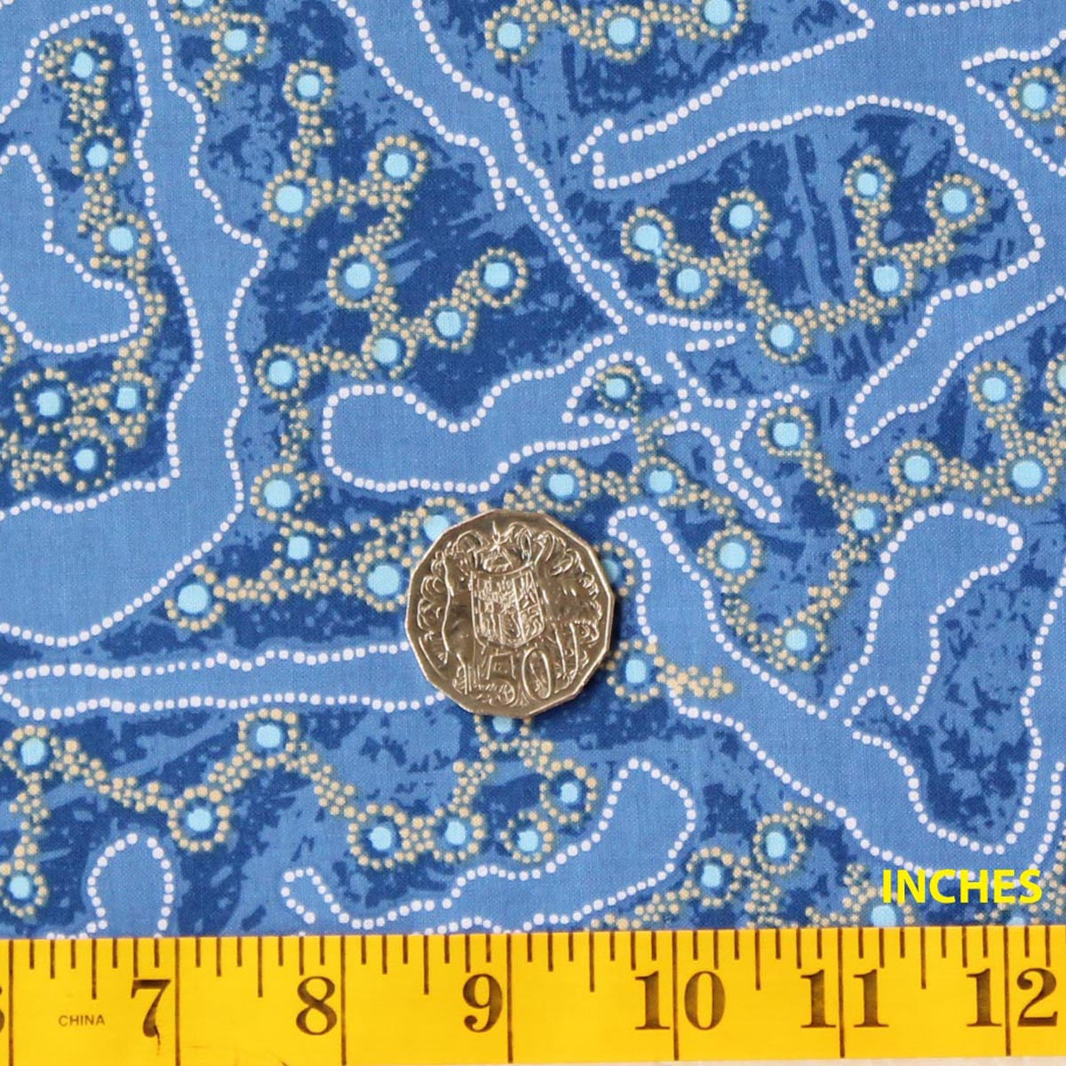 YELLOW BUSH PLUM BLUE by Aboriginal Artist J. NUNGARRAYI