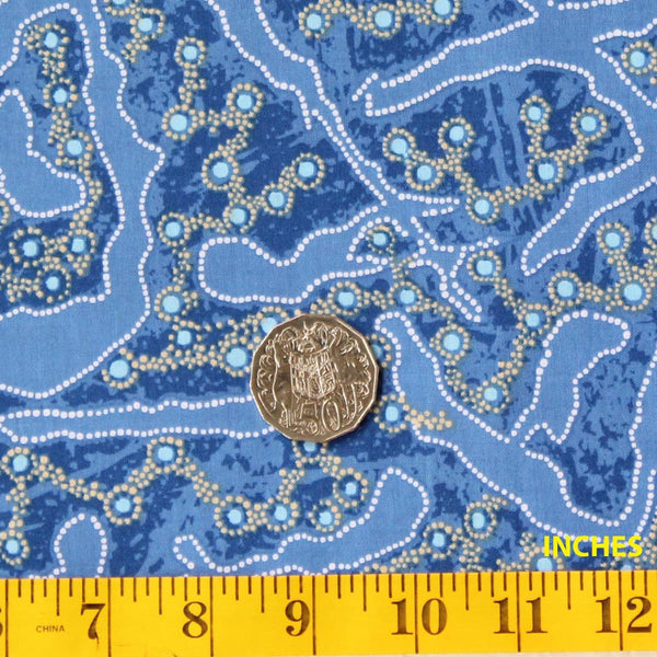 YELLOW BUSH PLUM BLUE by Aboriginal Artist J. NUNGARRAYI