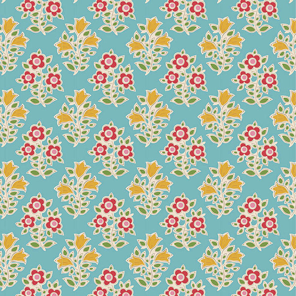 Tilda - JUBILEE - Farm Flowers  - Teal 110103