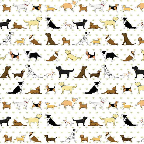 D/RT RED TRACTOR COLLECTION - Mixed Dogs (small pattern) Light Muslin DV4205