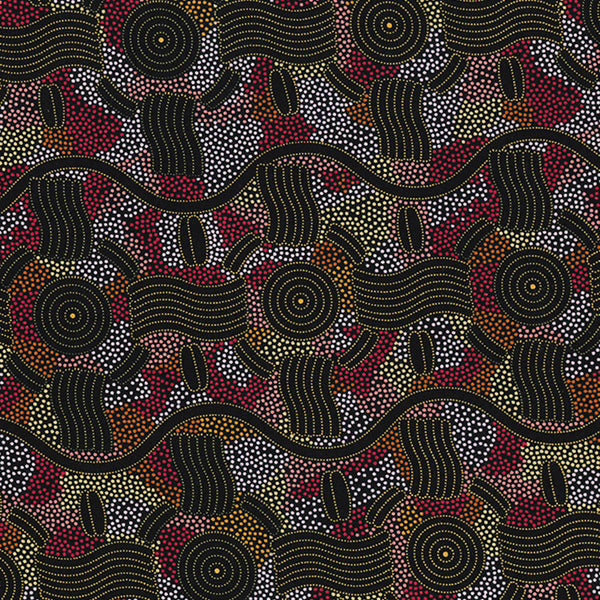 RAIN DREAMING GOLD  by Aboriginal Artist AUDREY NUNGARRAI