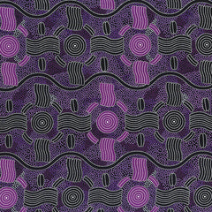 RAIN DREAMING PURPLE  by Aboriginal Artist AUDREY NUNGARRAI