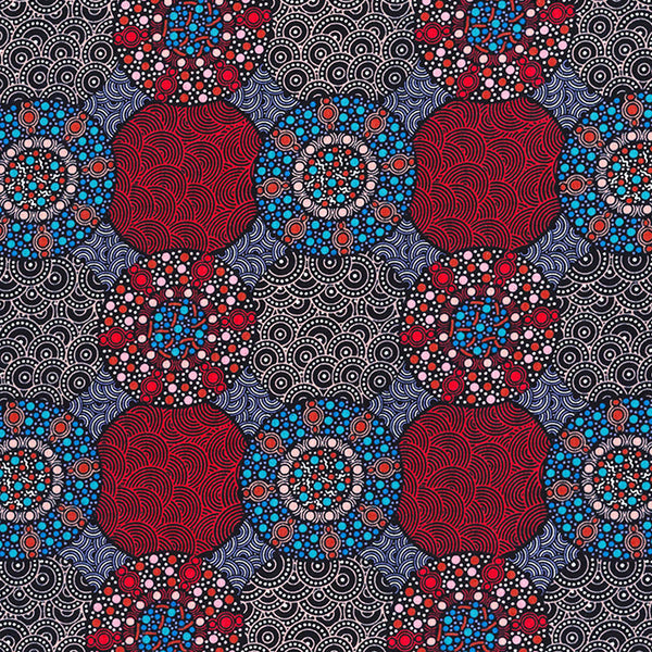 WILDFLOWERS & BUSH TUCKERS RED by Aboriginal Artist CHRISTINE DOOLAN