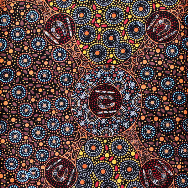 WOMEN COLLECTING WATER ORANGE by Aboriginal Artist CHRISTINE DOOLAN