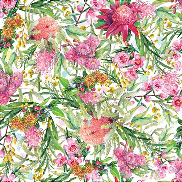 D/F WILDFLOWERS #1 by Australian artist CARLIE EDWARDS for Devonstone (Australia)- 100% Cotton