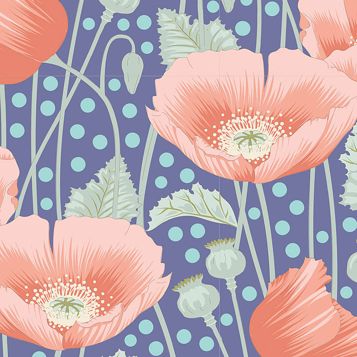 Tilda Gardenlife - Poppies Blue