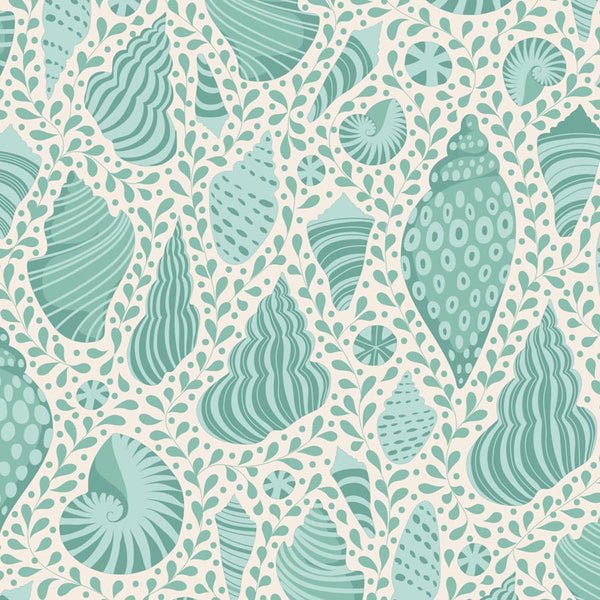 Tilda Cotton Beach BEACH SHELLS  - 110028 Teal