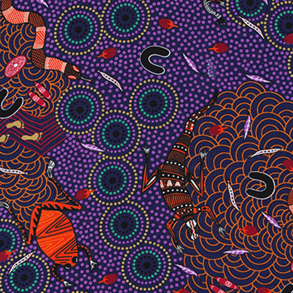 AROUND WATERHOLE PURPLE by Aboriginal Artist NAMBOOKA