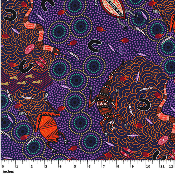 AROUND WATERHOLE PURPLE by Aboriginal Artist NAMBOOKA