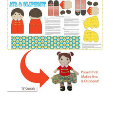 EB/BC AVA & OLIPHONT Doll & Elephant Soft Toys - Printed Panel - Backyard Circus