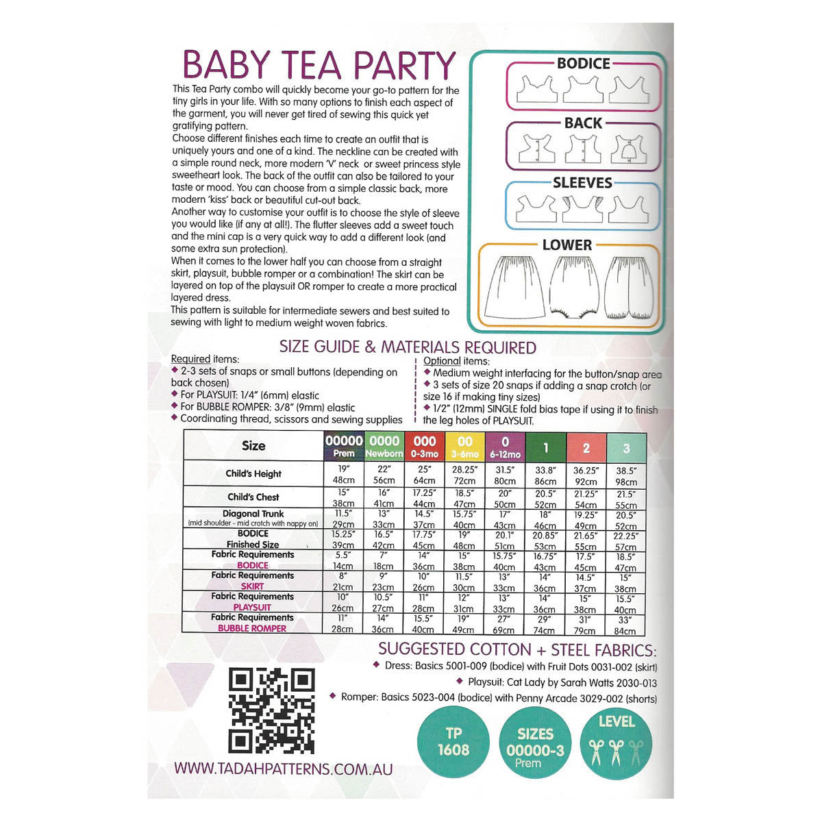TADAH - BABY TEA PARTY - Dress, Playsuit, Skirt, Bubble Romper -Size 00000(Prem) - 3 Years