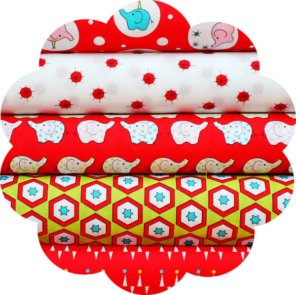 EB/BC BACKYARD CIRCUS RED - 20 Charm Squares 5" x 5"