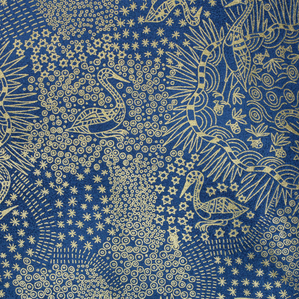BROLGA LIFE (Blue & Metallic Gold) by Aboriginal Artist NAMBOOKA