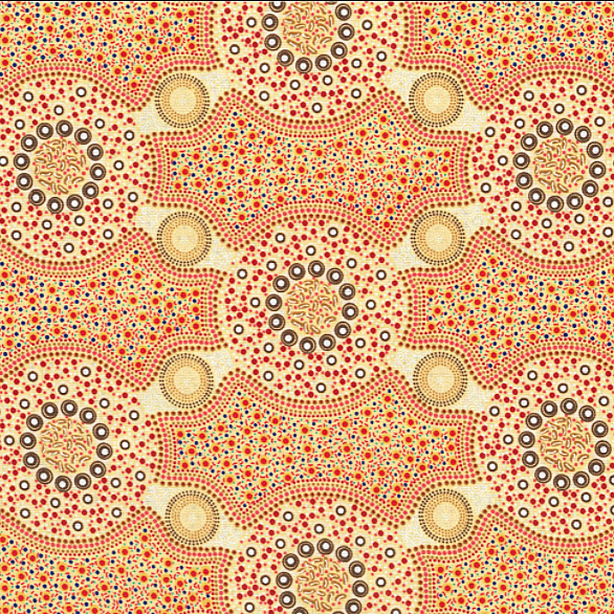 BUSH FLOWERS ECRU by Aboriginal Artist Marlene Doolan