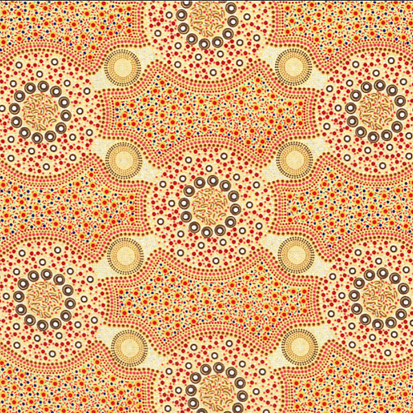BUSH FLOWERS ECRU by Aboriginal Artist Marlene Doolan
