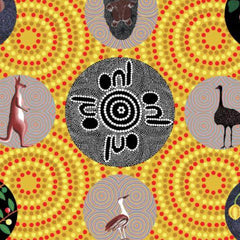 BUSH TUCKER WITH WILD FIG YELLOW by Aboriginal Artist NATASHA STUART