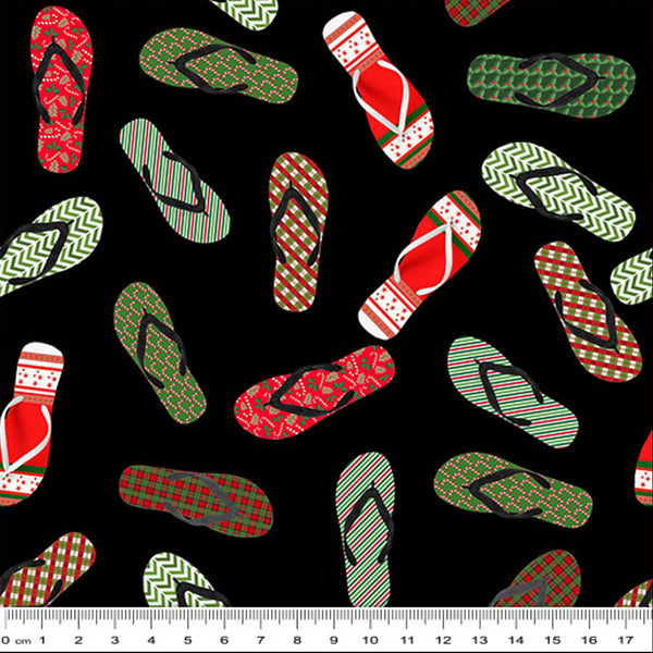 KK/CO THONGS BLACK  - Christmas in Oz Collection by K&K
