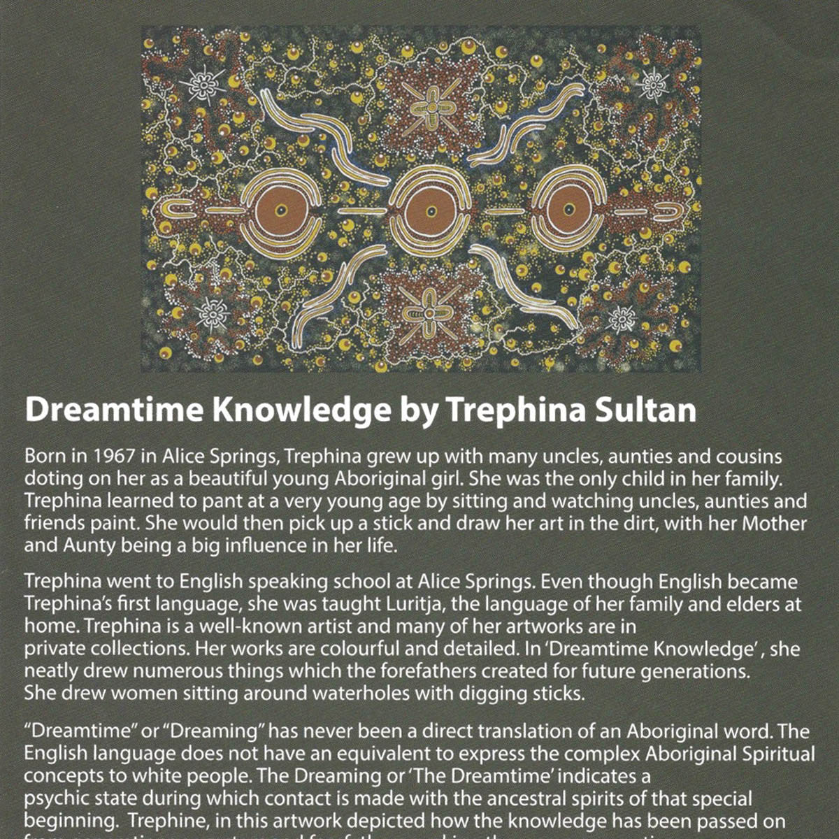 DREAMTIME KNOWLEDGE BLUE by Aboriginal Artist TREPHINA SULTAN