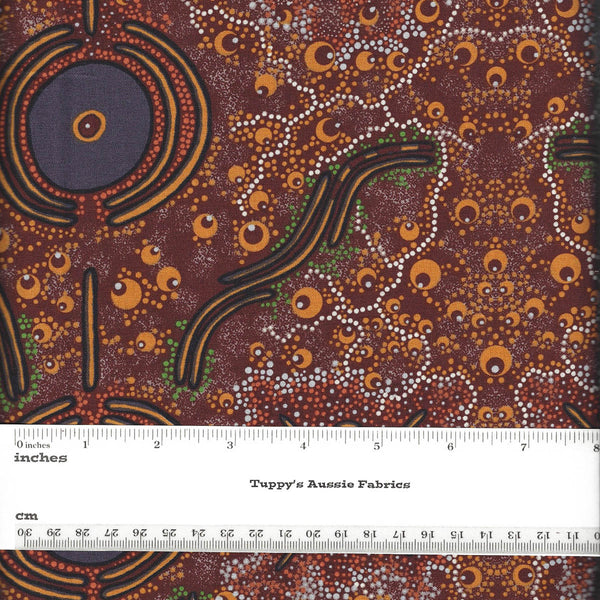 DREAMTIME KNOWLEDGE BURGUNDY by Aboriginal Artist TREPHINA SULTAN