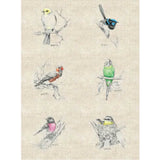 D/NJP Australian Birds #2 - 86cm x 137cm Linen/Cotton Panel of 6 Motifs -  by N.J. Parker