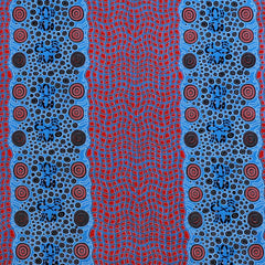 FIRE DREAMING BLUE by Australian Aboriginal Artist JANET LONG NAKAMARRA