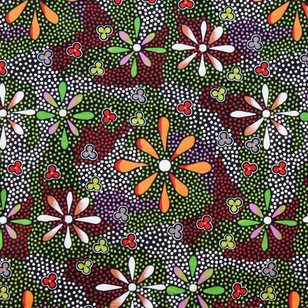 FLOWERS IN THE DESERT BLACK by Australian Aboriginal Artist Lauren Doolan