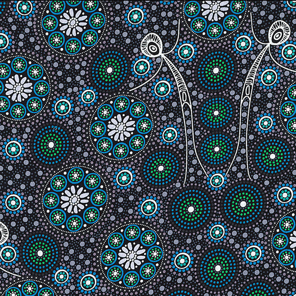 GATHERING BUSH TUCKER BLACK by Aboriginal Artist GLORIA DOOLAN