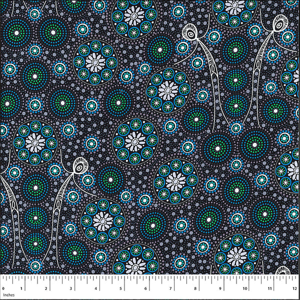 GATHERING BUSH TUCKER BLACK by Aboriginal Artist GLORIA DOOLAN