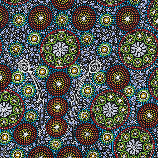 GATHERING BUSH TUCKER GREEN by Aboriginal Artist GLORIA DOOLAN
