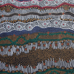 GATHERING BY THE CREEK BROWN by Aboriginal Artist Janet Long Nakamarra
