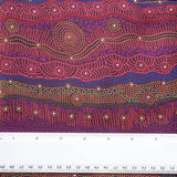 GATHERING BY THE CREEK BURGUNDY by Aboriginal Artist Janet Long Nakamarra
