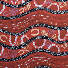 GATHERING BY THE RIVER BURGUNDY by Australian Aboriginal Artist BARBARA EGAN