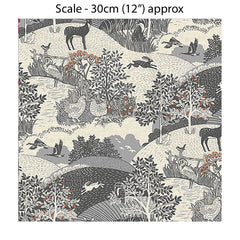 HEDGEROW SCENIC GREY - 100% Cotton - by Makower UK