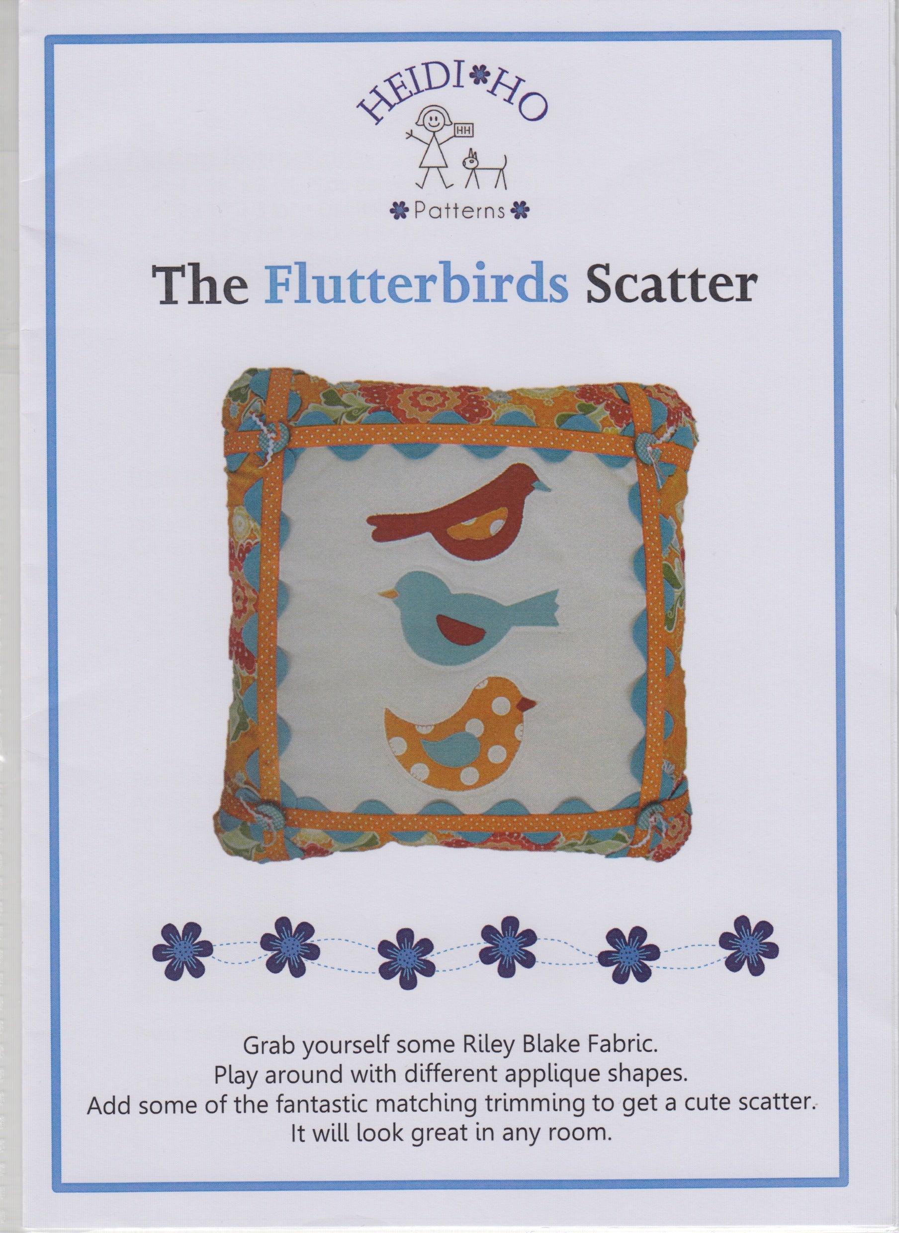 THE FLUTTERBIRDS SCATTER CUSHION PATTERN - Pattern - by Australian Designer Heidi Ho Patterns