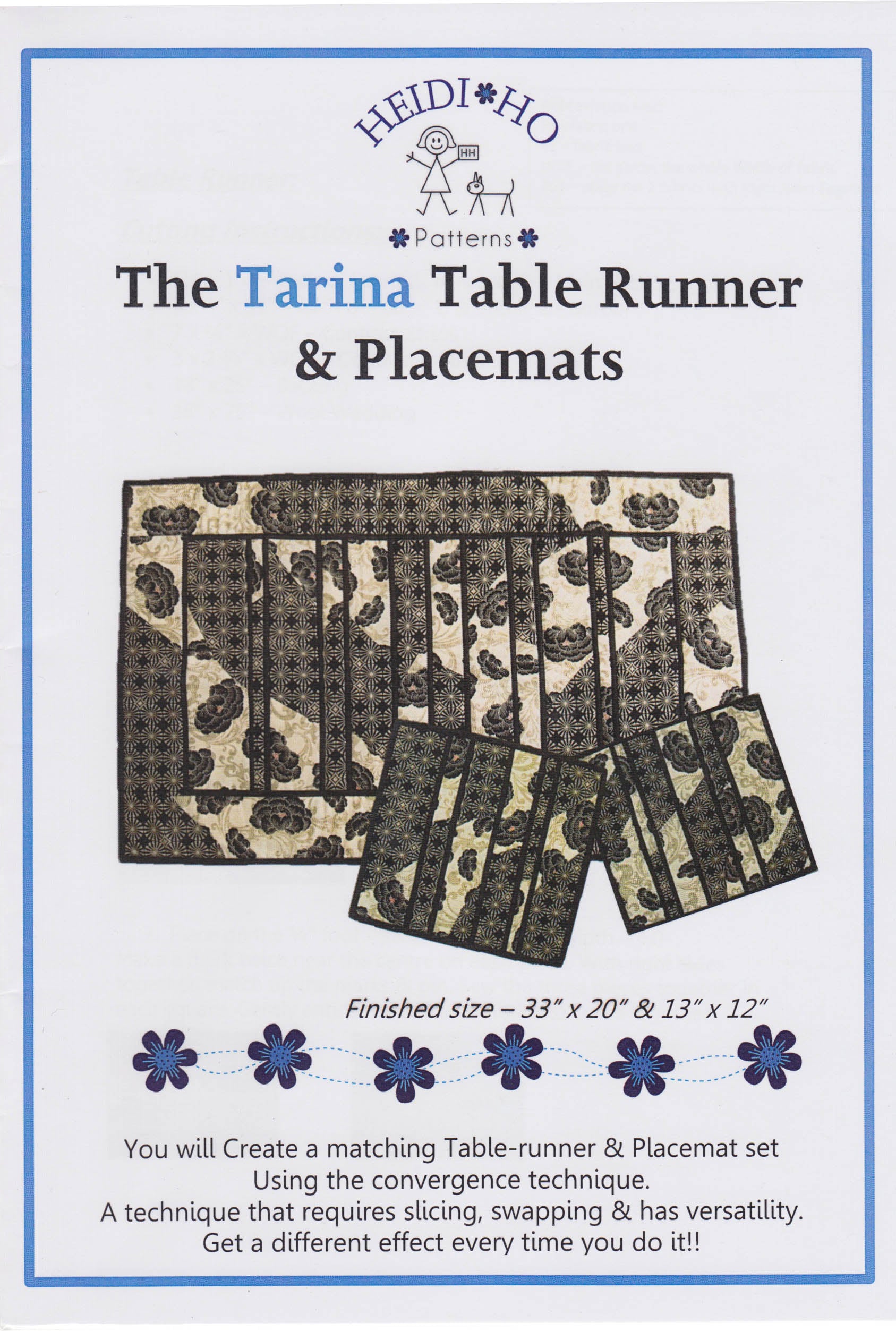 THE TARINA TABLE RUNNER & PLACEMATS PATTERN - Pattern - by Australian Designer Heidi Ho Patterns