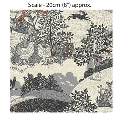 HEDGEROW SCENIC GREY - 100% Cotton - by Makower UK