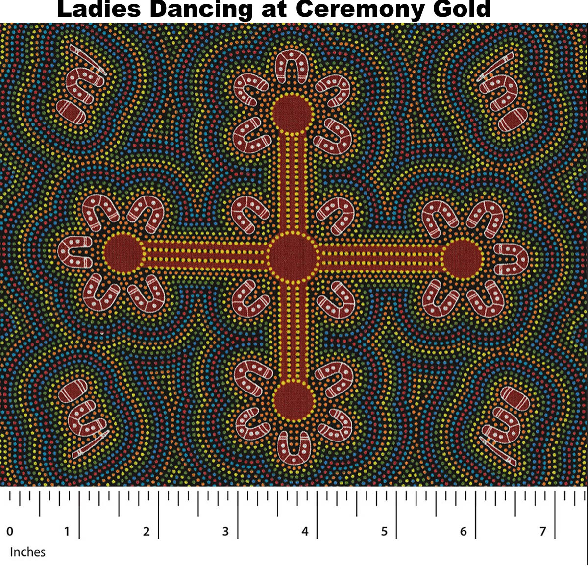 LADIES DANCING AT CEREMONY GOLD by Australian Aboriginal Artist Margaret Wallace