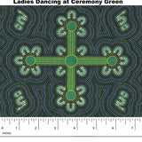 LADIES DANCING AT CEREMONY GREEN by Australian Aboriginal Artist Margaret Wallace