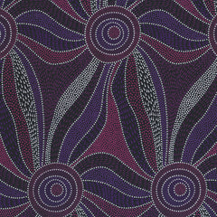 LADIES DANCING WITH WATER PAINTS PURPLE by Aboriginal Artist Roseanne Morton