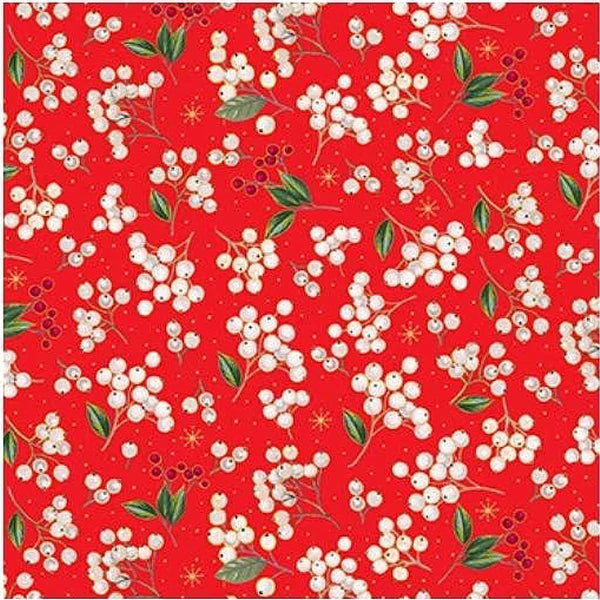 FESTIVE FOLIAGE RED CHRISTMAS 2022 - 100% Cotton - by Makower UK