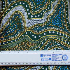 POSSUM LAND & WATER DREAMING GREEN by Aboriginal Artist HEATHER KENNEDY
