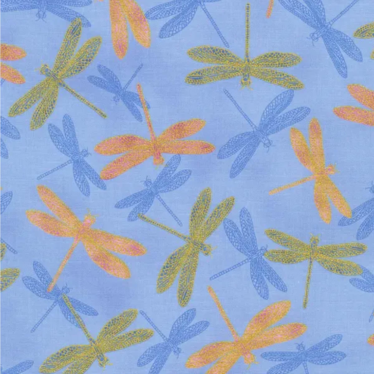 RK/ AURELIA - Dragonflies Blue - Metallic Gold Detail