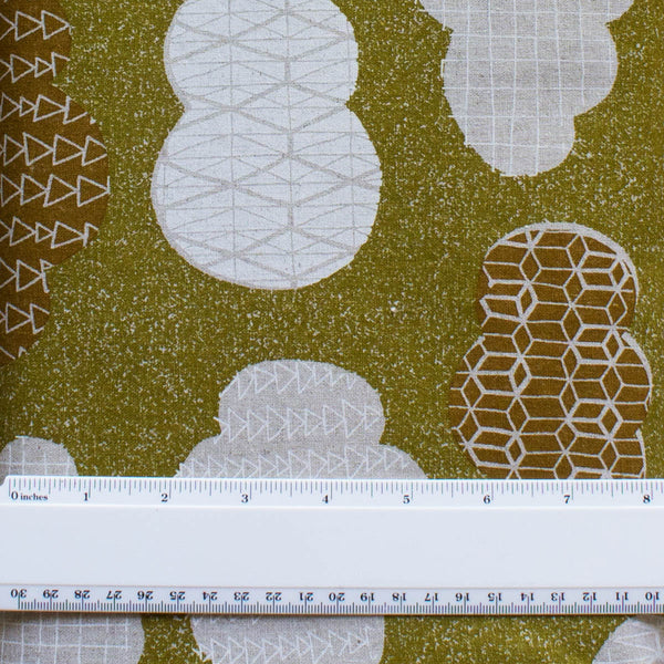 NU/ SASAZUKA CLOUDS GREEN - Traditional Japanese Print - 55% Linen 45% Cotton