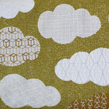 NU/ SASAZUKA CLOUDS GREEN - Traditional Japanese Print - 55% Linen 45% Cotton