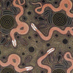 SNAKE & EMU by Australian Aboriginal artist W. Evans